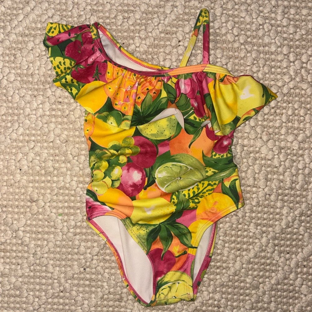 Janie and Jack Girls Bathing Suit, Tropical Fruit print